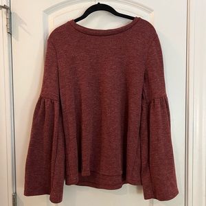Lucky Brand Maroon Bell Sleeve Sweater